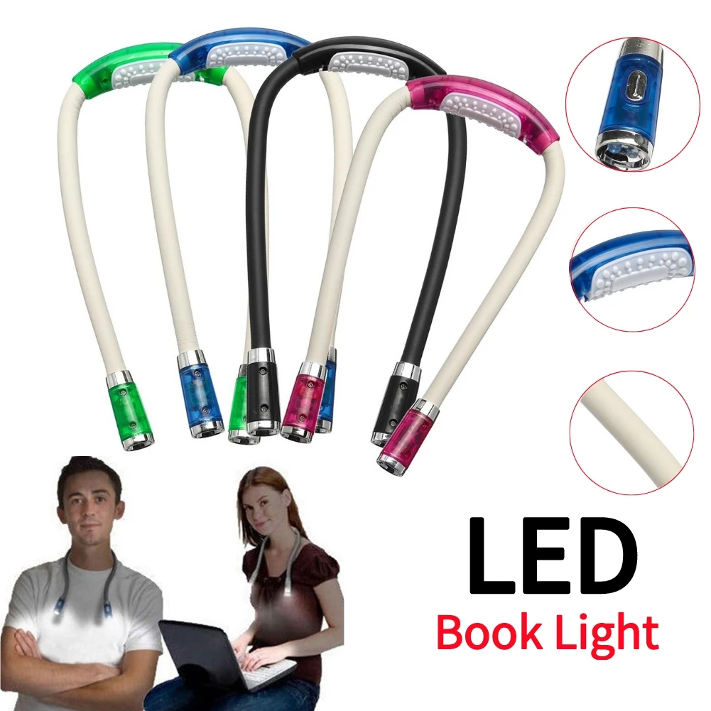 

LED Book Light Flexible Handsfree Led Neck Light Hug Reading Lamp Novelty Led Night Light Flashlight Work Lamp Battery Powered