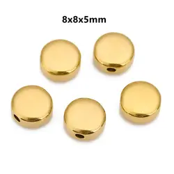 Set of 5 Stainless Steel Star and Heart Spacer Beads (Gold Round 8mm)