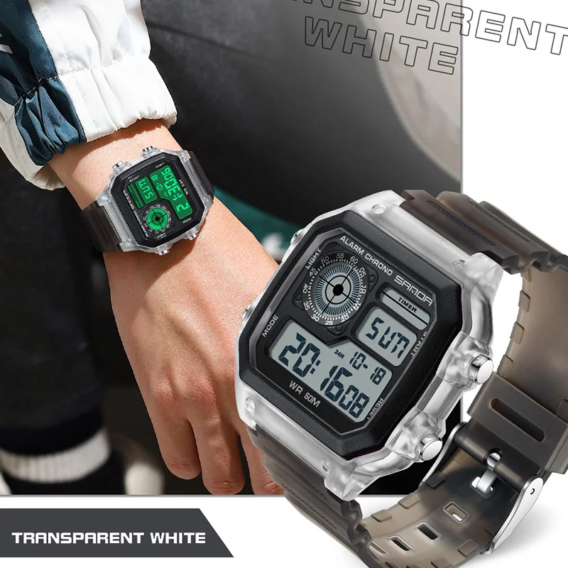 SANDA 6133 Digital Watch Men Sport Chronograph Date Lady Wristwatch TPU Band Week 50m Waterproof unisex Electronic Clock Gift 2
