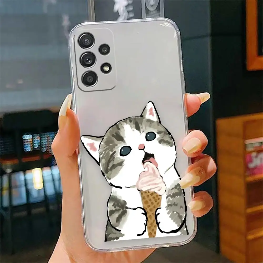 thumbnail image 1 of Clear Case For Samsung Galaxy A13 A20 A20S A21S A22 A23 A31 A32 A42 A50 A51 A52 A53 A71 4G 5G Case Cute Cat Cartoon Illustration, 1 of 5