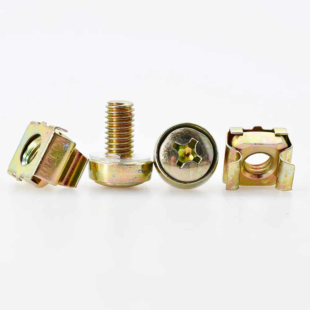 Phillips Rack Mount Screw Nut Set Zinc Plated Carbon Steel Bolt Metric Threaded Screws Cage Nuts Kit M6x16mm M6x20 M5x16 M5x20