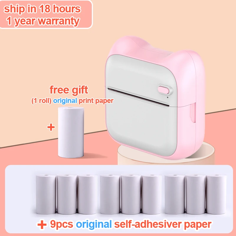 mini inkless printer Portable Thermal Printer Mini Printer Paper Photo Pocket Printer 57mm Printing Wireless BT 203dpi Android IOS Thermal Printers mini photo printer for mobile Printers