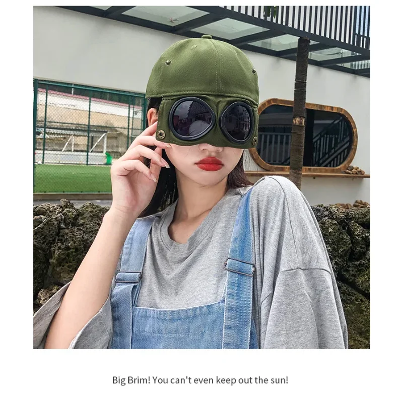 Aviator Baseball Cap with Built-in Sunglasses - Summer Unisex Adjustable Hat for Men Women Boys girls Outdoor UV Protection