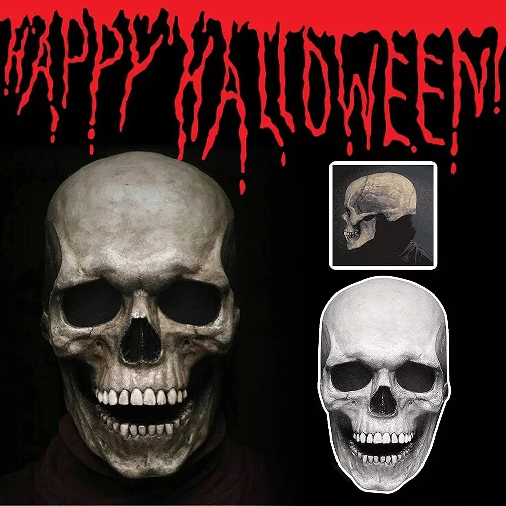 Halloween Mask Party Masks Horror Mask Movable Jaw Full Head Skull Mask for Party Decor