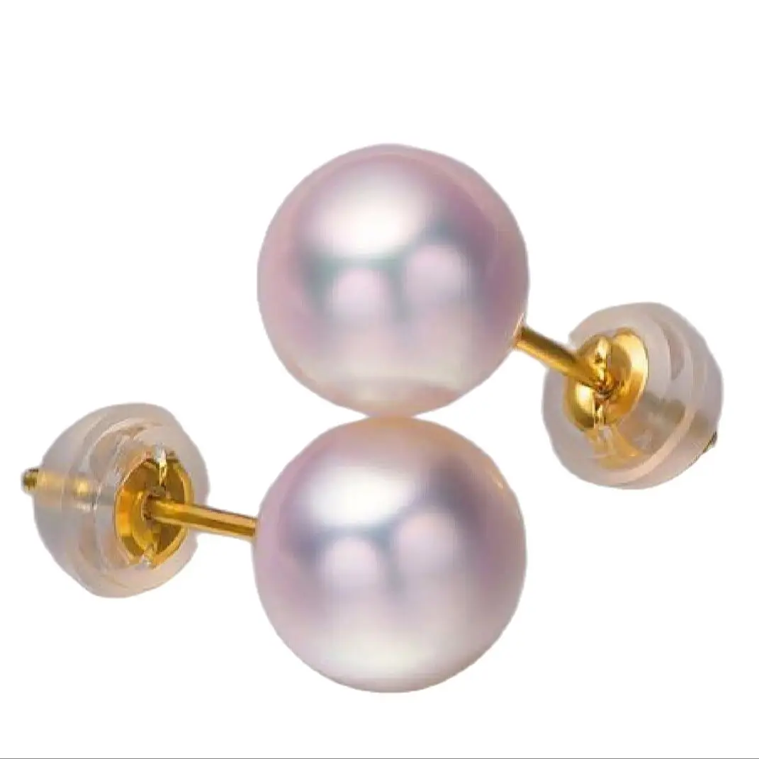 

pair of 10-11mm round south sea white pearl earring 18k