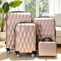 Ensemble de bagages 4 pièces à motif feuilles avec trousse de toilette 12'', valises rigides à roulettes 20/24/28'', bagages de voyage légers avec serrure à combinaison 1