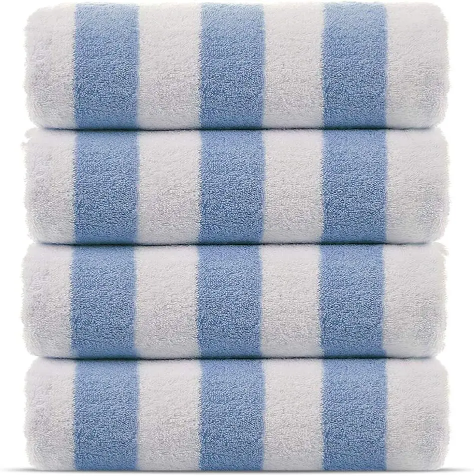 Premium 100% Cotton Turkish Beach Towels 4-Pack - Ultra Soft, Quick Dry, Thick Stripe Design for Pool & Travel