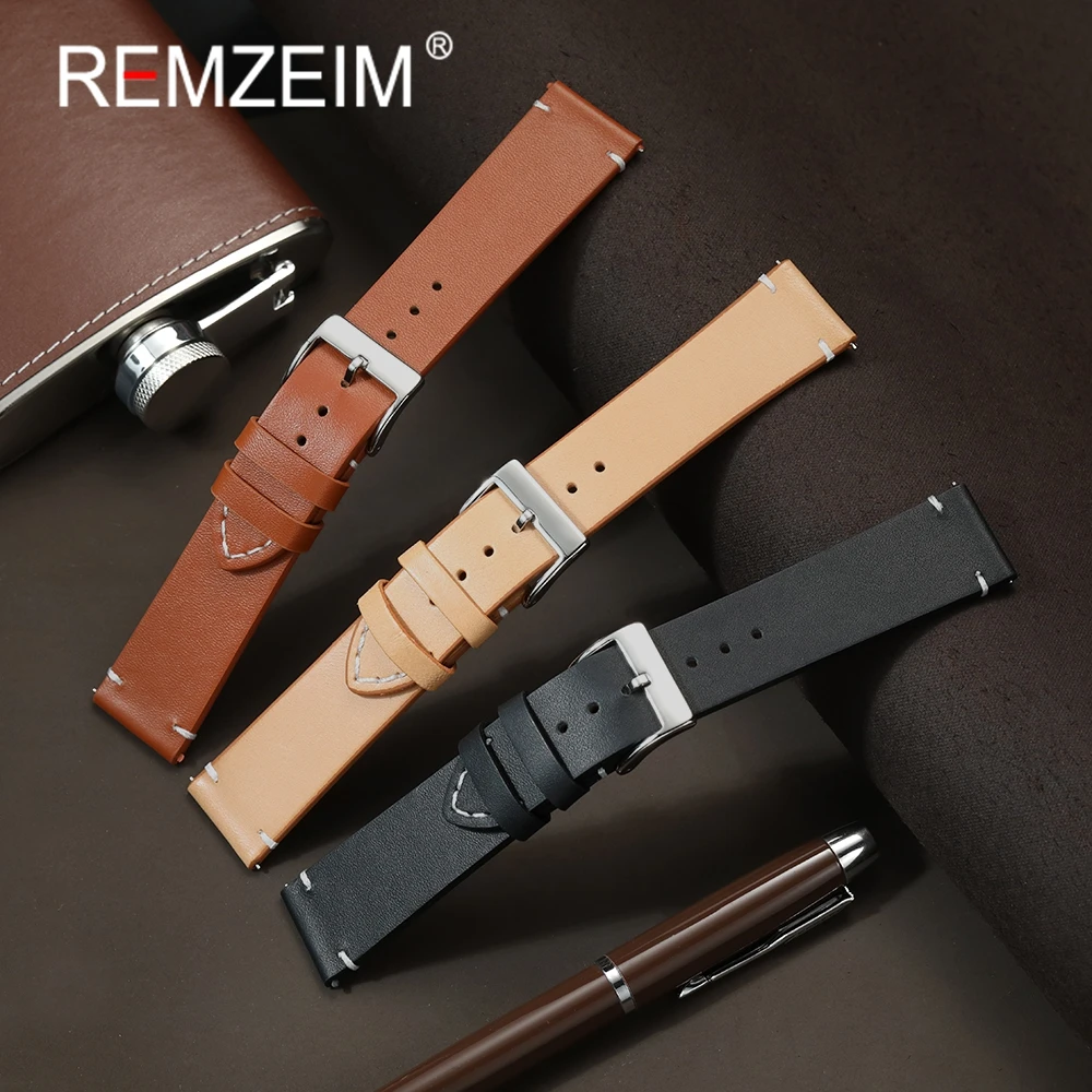 Luxurious Genuine Leather Quick Release Watchband - Casual Cowhide Bracelet
