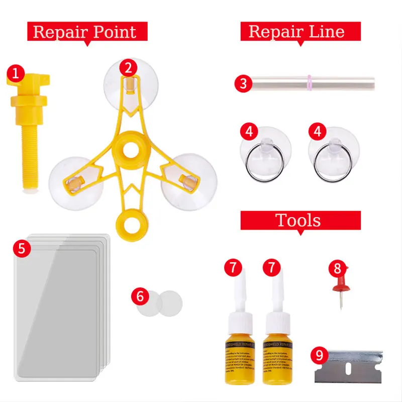 Kit Réparation Pare-brise CrackFix Pro – Colle Pour Fissures, 5 Minutes De Pose, 3 Pièces