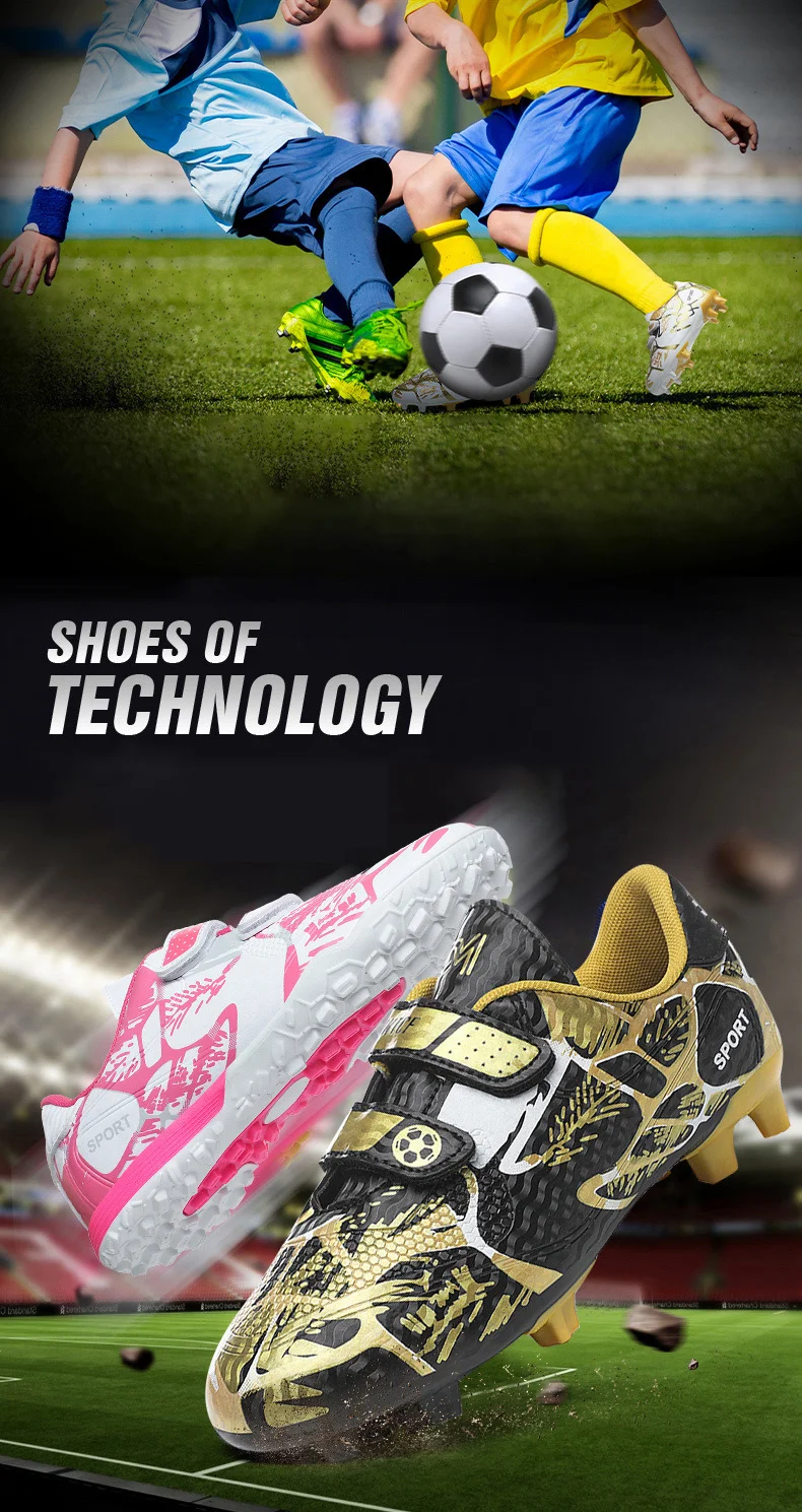 Description Picture 3 of itemKids Soccer Shoes FG/TF School Football Boots Boys Girls Cleats Grass Sneakers Child Outdoor Athletic Training Sports Footwear