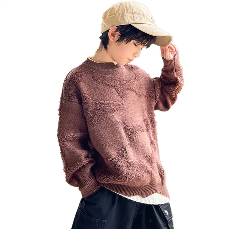 

2023 Boys Sweaters Solid Color Pullover Knit Kids Clothes Autumn Winter Tops Children Sweaters Boy Clothing O-Neck New Arrivals