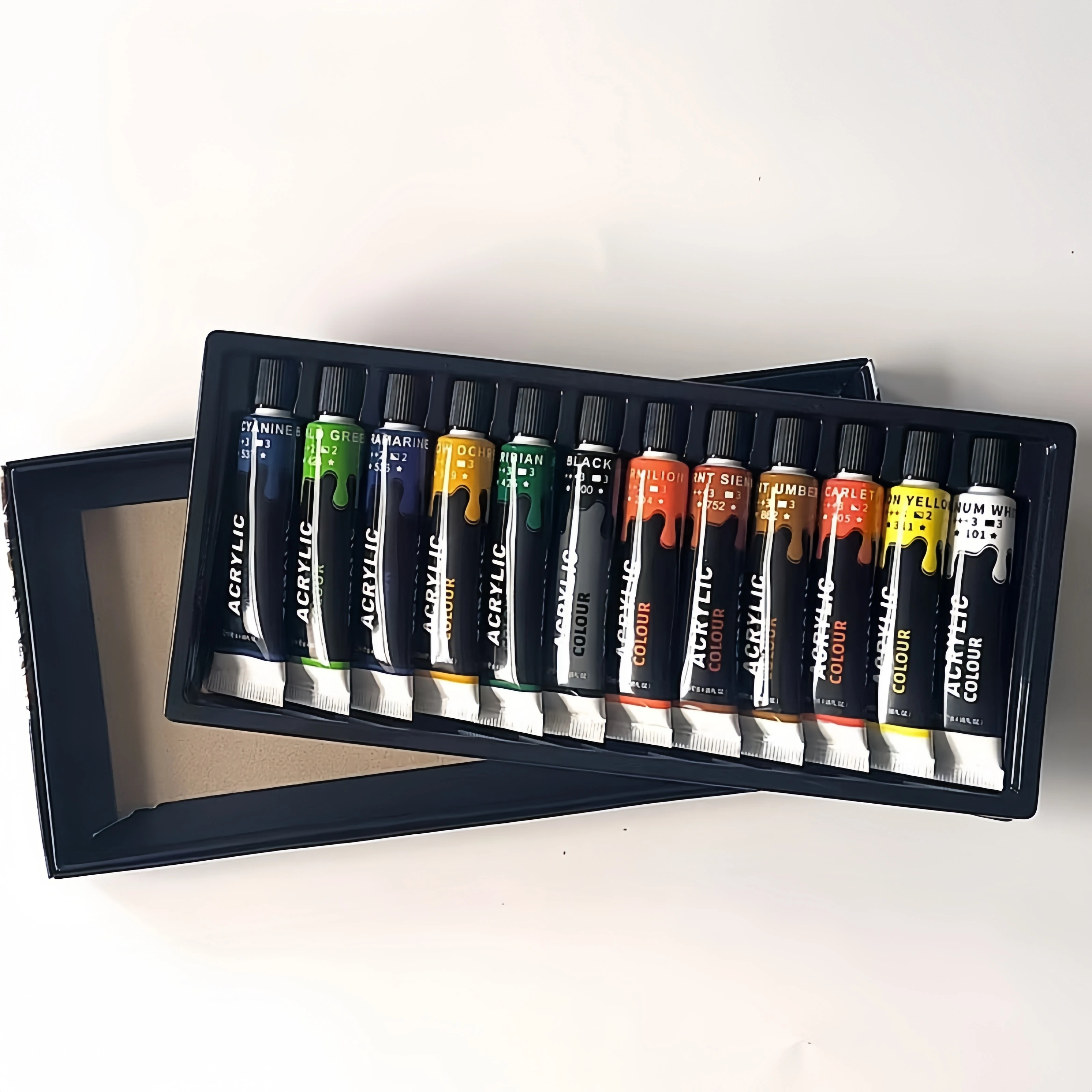 Acrylic Pigment 12 colors 12ml containing small foot palette +6 paintbrushes hand-painted DIY paint waterproof box set acrylic paint set