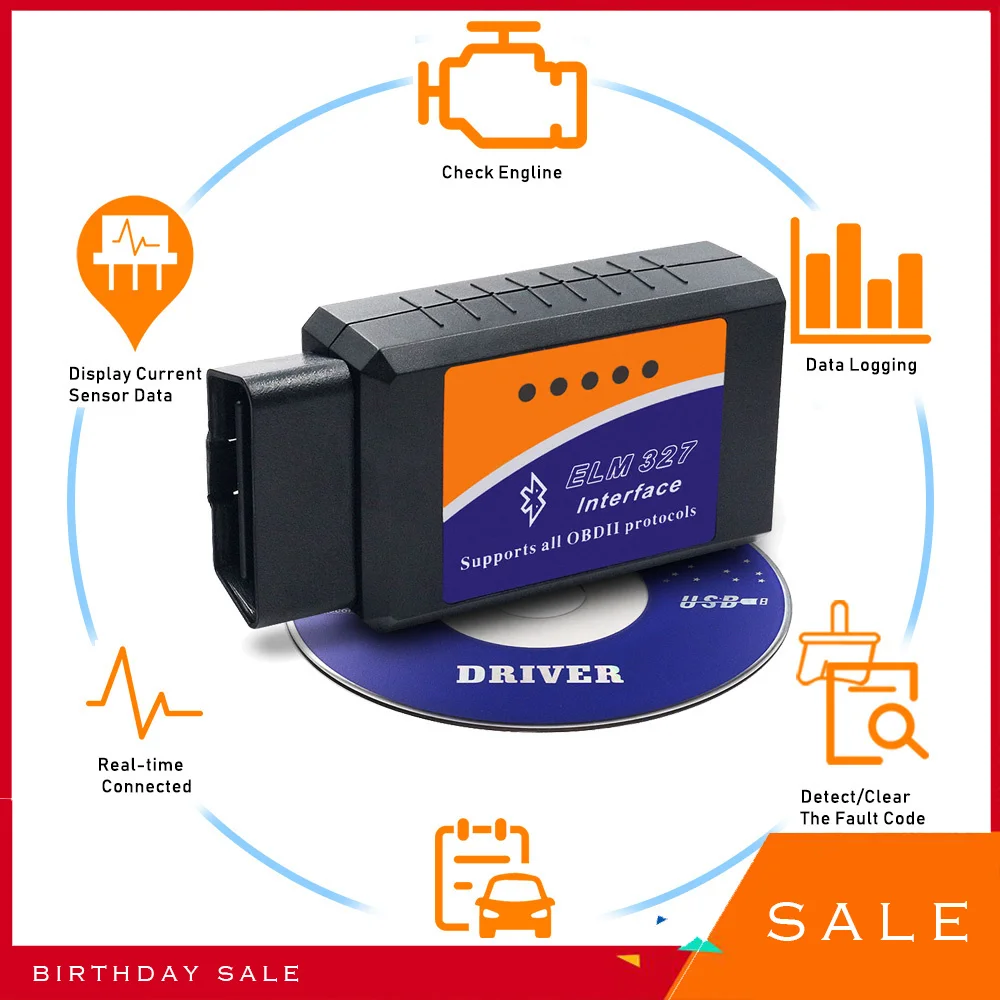 Elm327 Bluetooth Obd2 V2.1 Android Pc Strumento Diagnostico Per Auto Scanner Per Volkswagen Lada Infiniti Volvo Renault Mitsubishi Subaru
