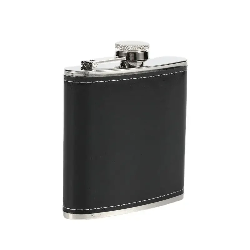 Mini 6Oz Pu Leather Wrapped Metal Whisky Flagon Gloss Imbuto Per Alcol In Acciaio Inossidabile Vodka Liquor Flagon Russian Wine Decanter