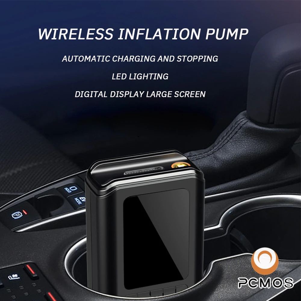 PCMOS Inflatable Pump Portable Handheld Wireless Charging Digital Display Car Motorcycle Tire Multifunction