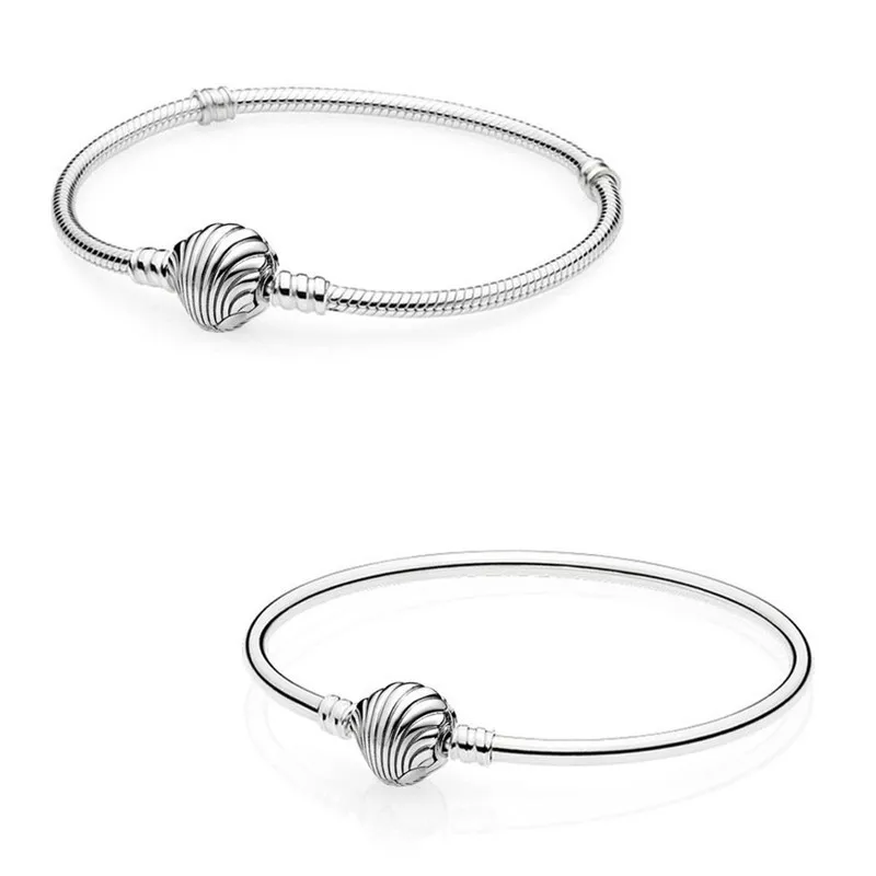 

Original Moments Snake Seashell Clasp Bracelet Bangle Fit Women 925 Sterling Silver Bead Charm Fashion Jewelry
