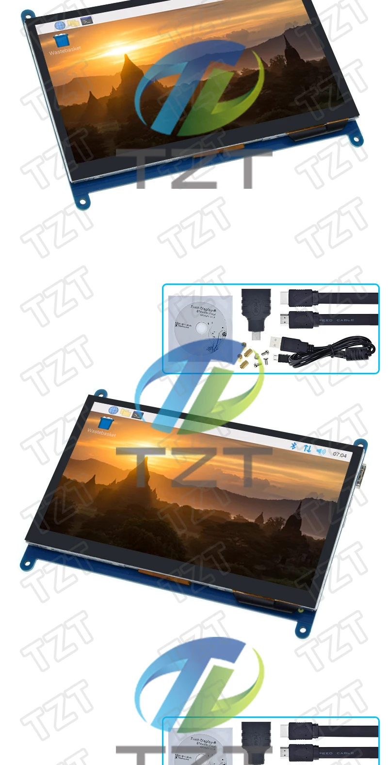 TZT 7-Zoll-LCD-Display, HDMI-kompatibler Touchscreen, 800 x 480 Auflösung, kapazitive Touchscreen-Unterstützungssysteme für Raspberry Pi – Detail 8