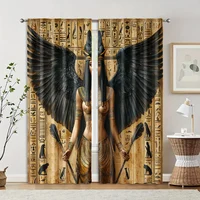 2pcs, Curtains&Window Treatment 2D print with the goddess Isis_ pharaohs and hieroglyphics Polyester (without rod) Festive Use 2