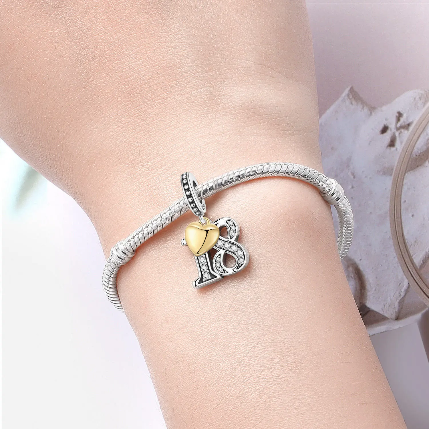 PANPOKI Original 15 18 21 Jubiläum Geburtstag Hochzeit S925 Sterling Silber Perlenanhänger passend für Armband Halskette DIY Schmuck Geschenke – Detail 2