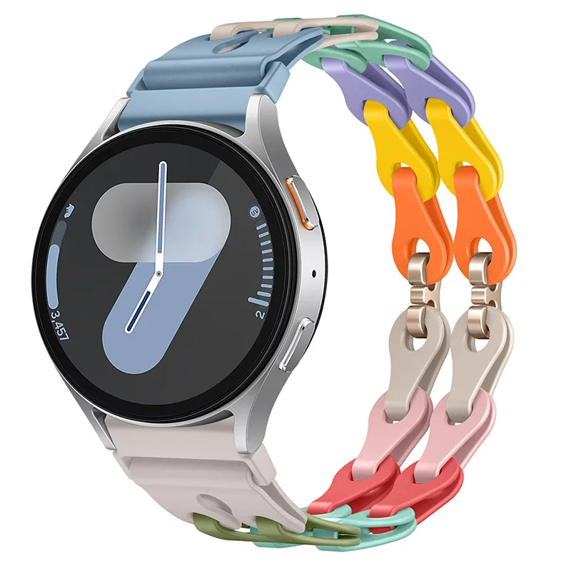 Silicone Chain Strap - 20mm/22mm Versatile Smartwatch Bracelet