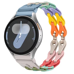 Silicone Chain Strap - 20mm/22mm Versatile Smartwatch Bracelet - 22mm (Macaron Color)
