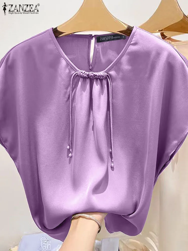 

Vintage Women Blouse Korean Frog Button Tops ZANZEA Elegant Retro Solid Raglan Sleeve Tunic Shirt 2024 Summer Casual Loose Blusa