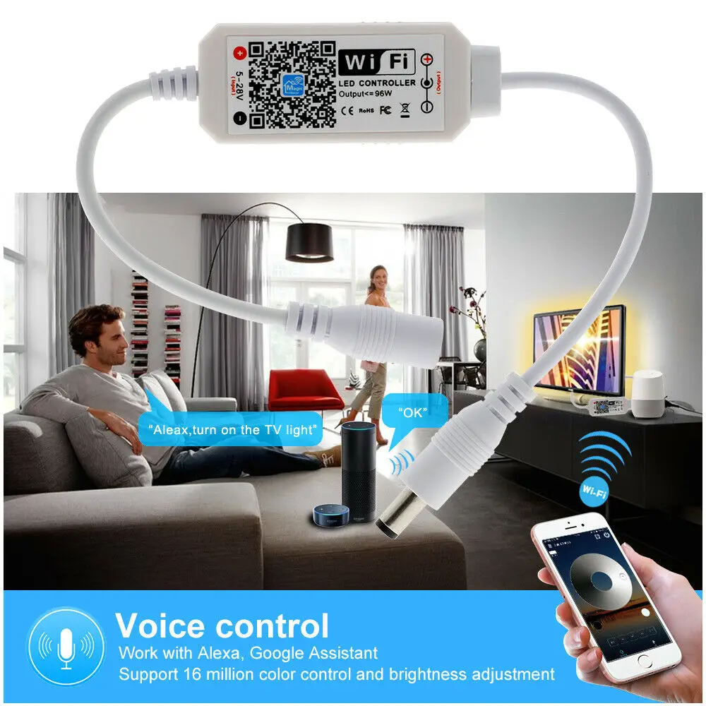 Magic Home WiFi Led Dimmer Controller Wireless Remote Controller DC12V 24V 5050 5630 3528 Single Color Strip For Alexa Google