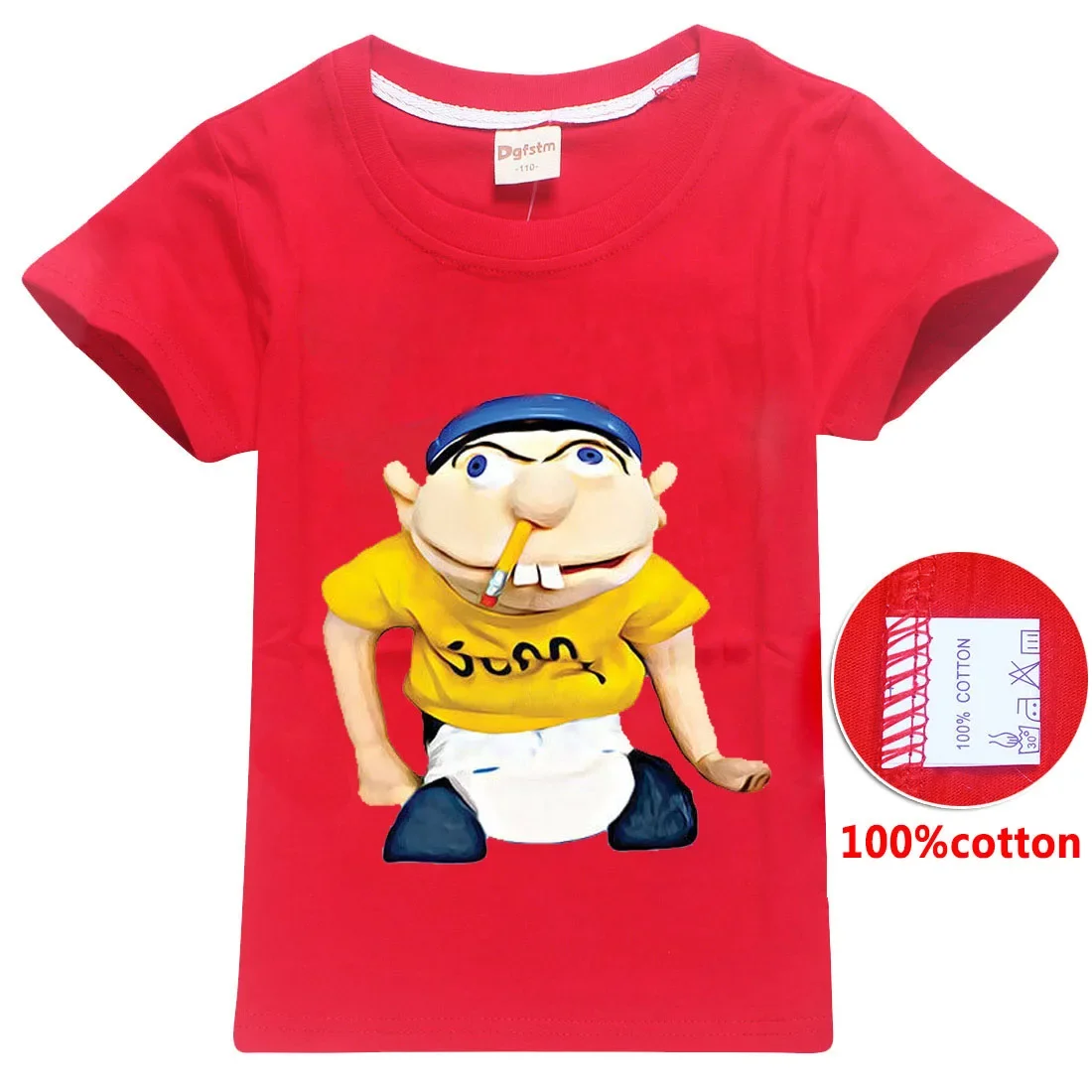 Kids Short Sleeve T Shirt 2-14Y Anime Puppet JEFFY Youth Tee Girl Summer Boys Funny