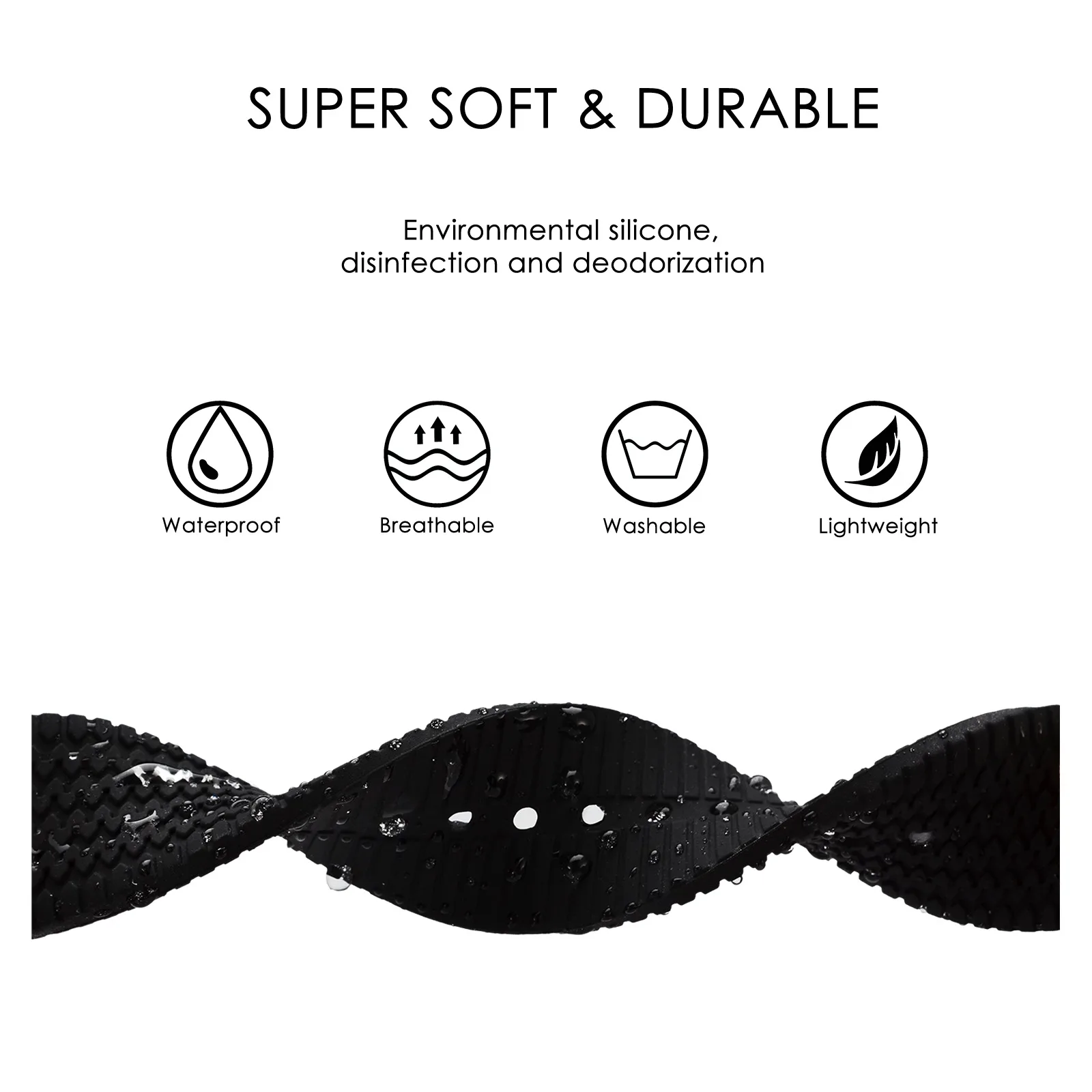 BISONSTRAP Silicone  Watch Strap Men Women Watch Strap18mm 20mm 22mm 24mm Black buckle  soft watch band