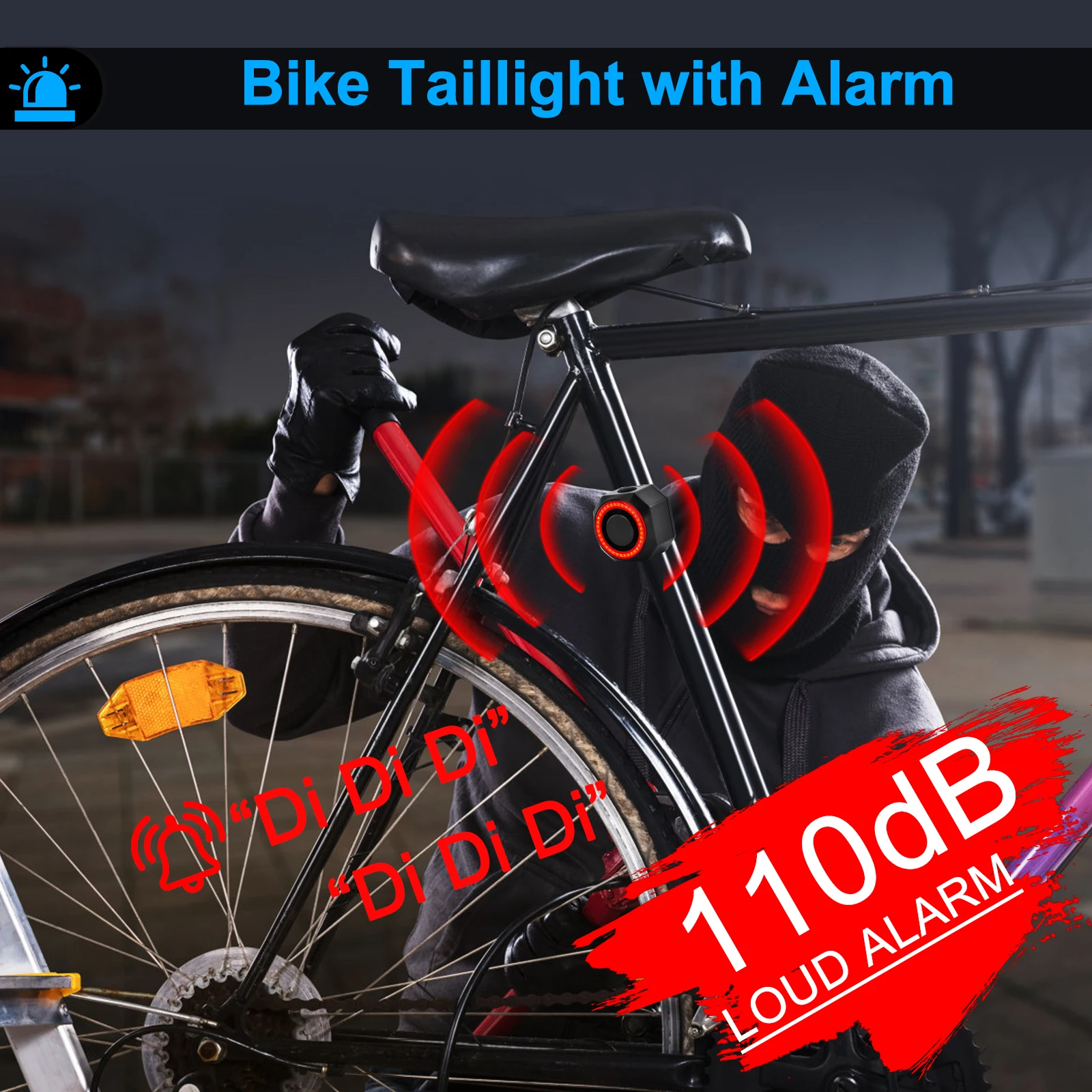 WSDCAM Juego de luces para bicicleta con alarma de bocina de bicicleta, luz  trasera de bicicleta con control remoto con señales de giro y luz de