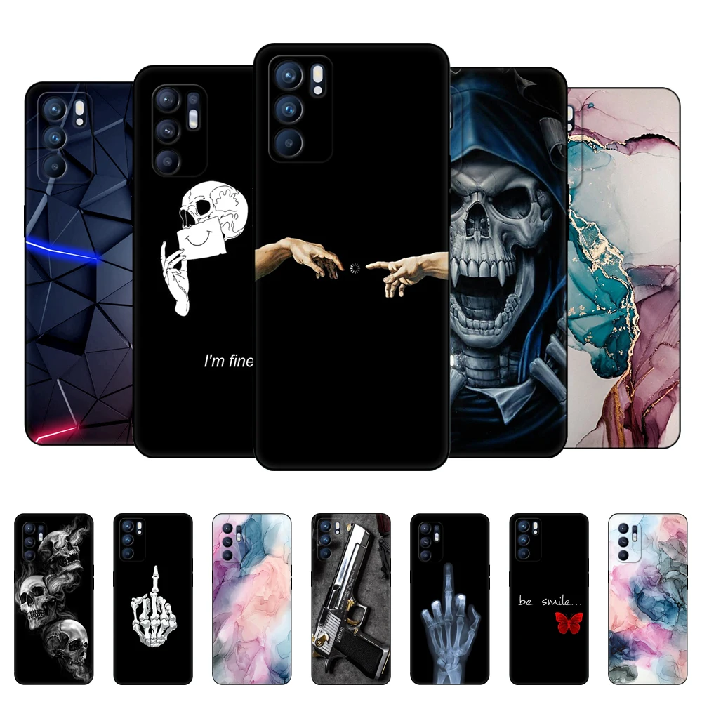 For OPPO Reno6 4G Case For Oppo Reno6 5G Back Phone Cover For OPPO Reno 6 4G CPH2235 CPH2251 Silicon Bumper Coque black tpu case