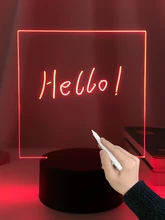  Black Base Handwriting Night Light Battery Powered Blank Acrylic Led Writing Board with Mark Pen Color Changing Lamp for Decor 