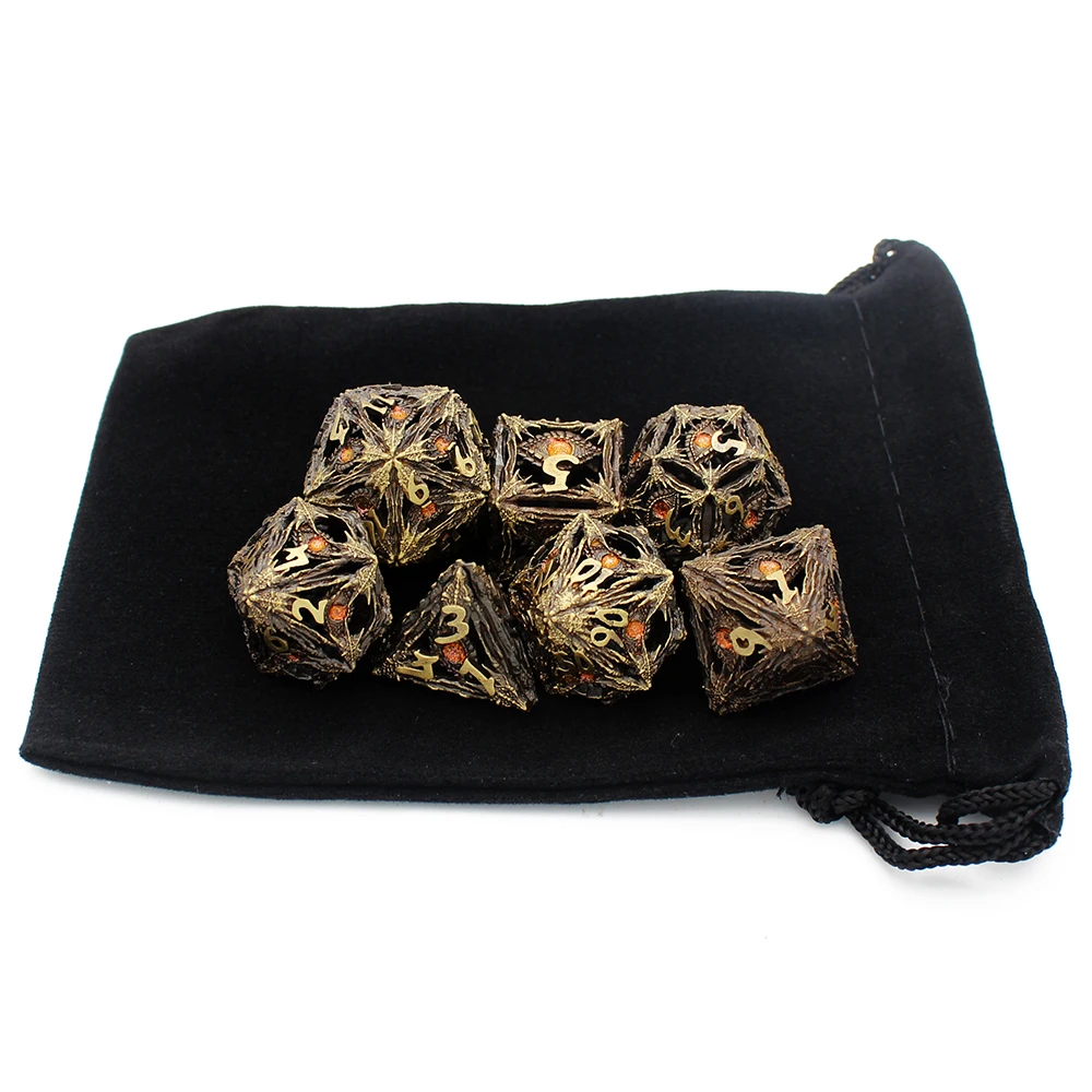 Hollow Metal Dice,New Eye Flying Dragon D&D Dice, 7 PCs DND Dice, Polyhedral Dice Set, for Role Playing Game Pathfinder