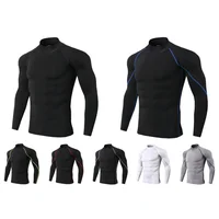Men's Workout Compression Shirt Turtleneck Long Sleeve Rash Guard Gym Base Layer Athletic Undershirt Gear Sports Shirt UV Proof 1