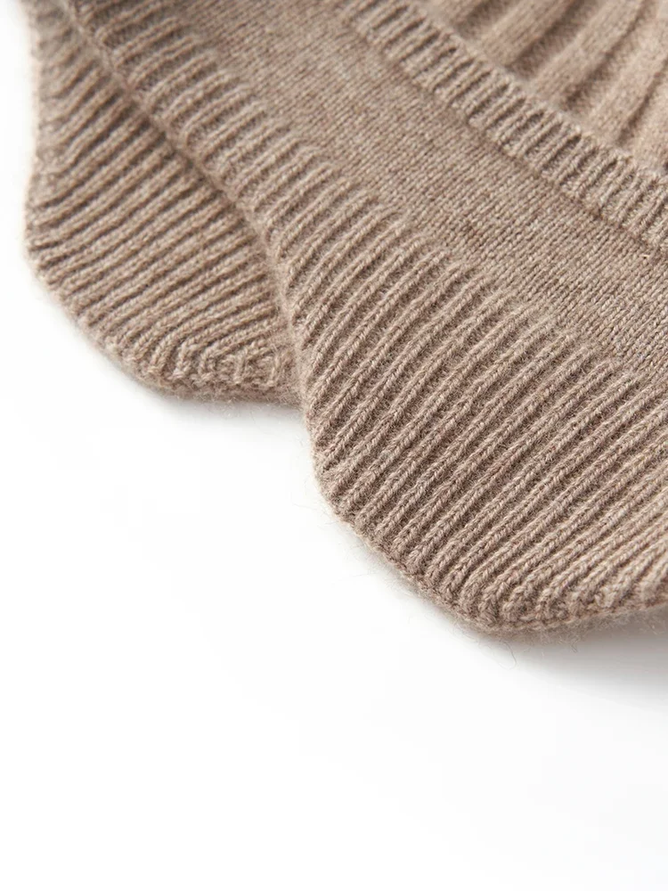 Cashmere Knit Earflap Caps Ribbing Thick Beanies 2023 Winter Vintage Hat Soft Hat Wool Blend Warm Hair Bonnet for Women Men 6