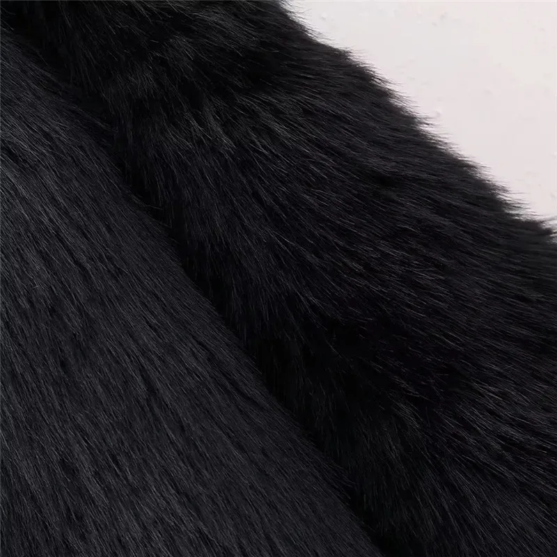 TRAF Furry Faux 모피 코트 여성용 럭셔리 블랙 푹신한 재킷, 여성용 가디건, 긴팔 겨울 재킷, 우아한 코트