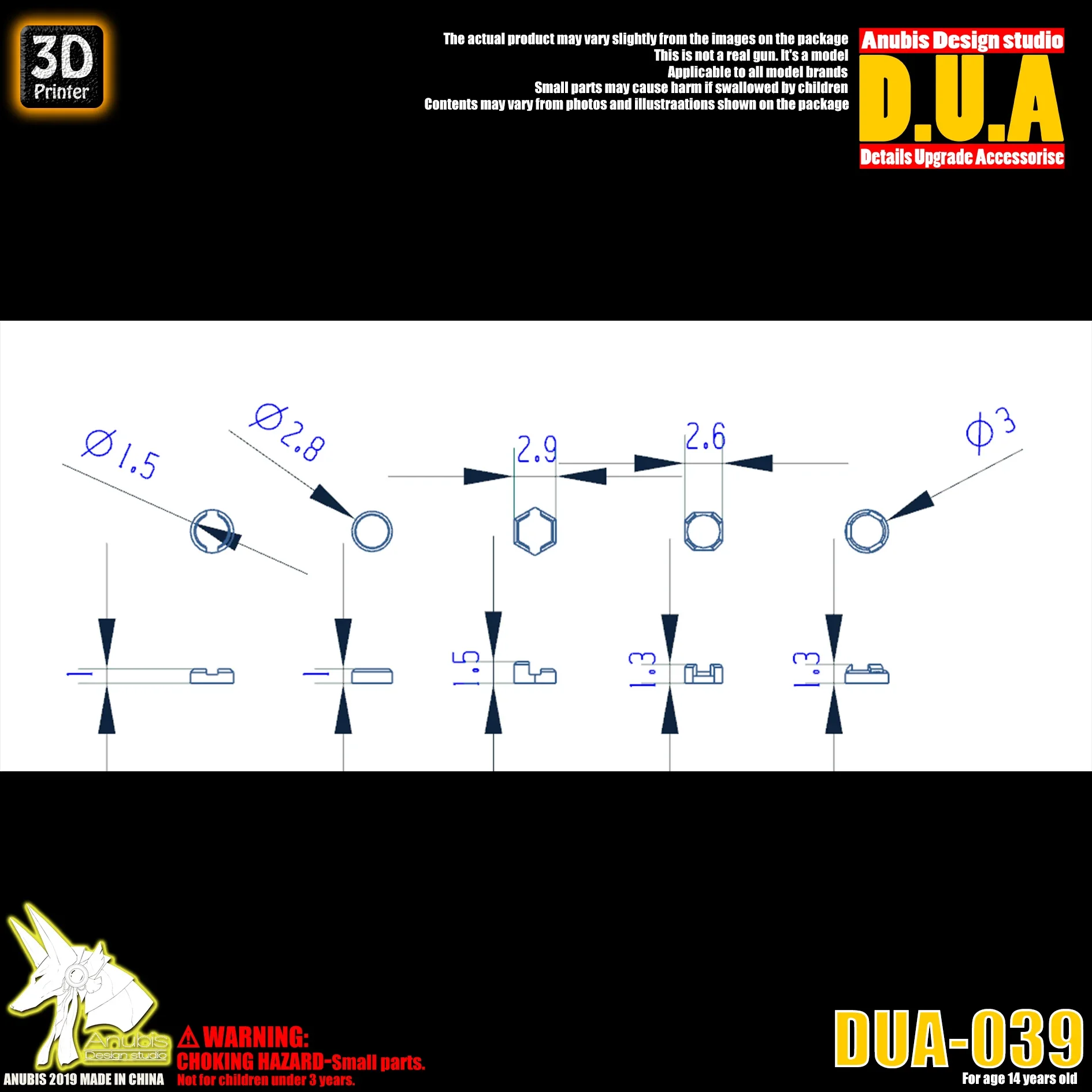 ANUBIS DUA-039 1/144 ZAKU One Eye 3D 인쇄 부품, 조립 모델 조립 도구, 취미 DIY 디테일 업그레이드 액세서리