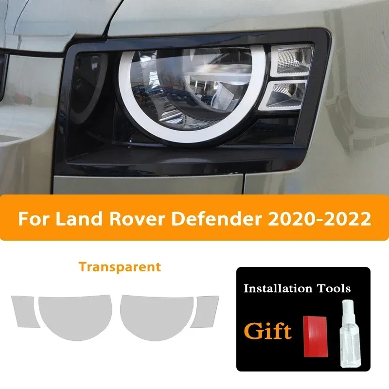 

For Land Rover Defender 2020-2022 Car Headlight Protective Film Headlamp Restoration Black Transparent TPU Sticker Accessorie