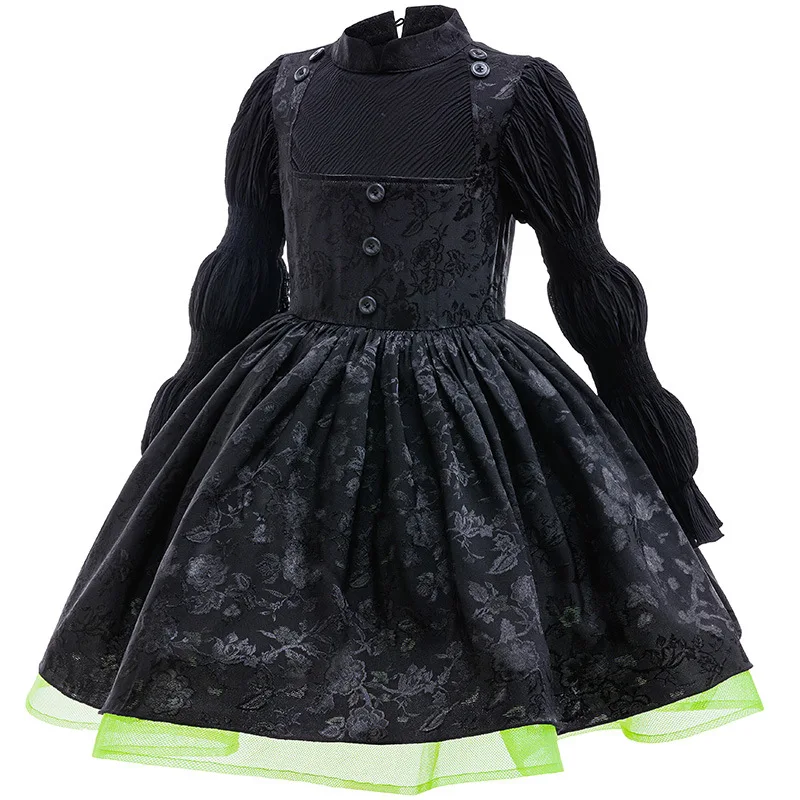 Girls Halloween Elphaba Wicked Witch Black Dress Children Black Lace Fluffy  Gown Carnival Wicked Cosplay Costume - AliExpress 1501