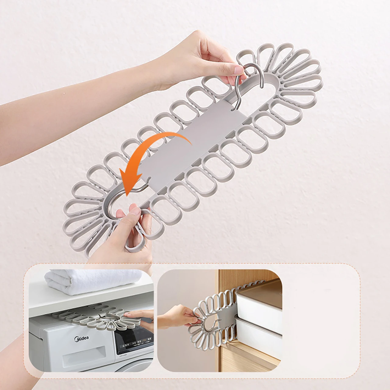 Multifunctional Folding Socks Drying Rack Space Saving Clothes Hanger With 32 Clips Underwear Organizer Hanging Holder