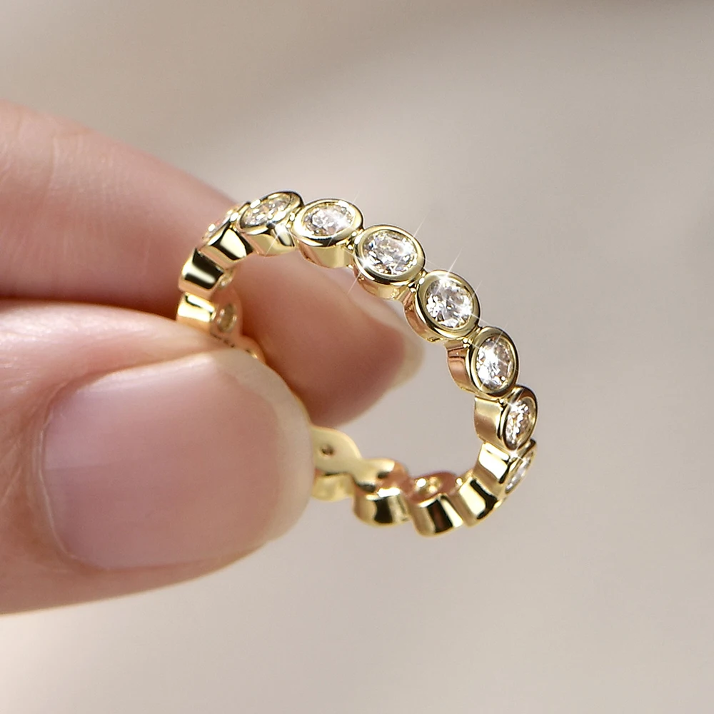 IOGOU 14k Goldfilled Eternity-Ring mit 3mm D Rundem Moissanit, stapelbare Ringe, GRA-zertifizierter Schmuck für Damen 2026