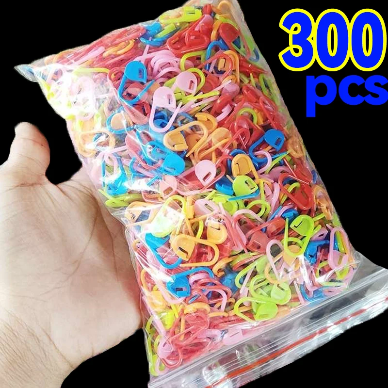 50/300Pcs Mini Multicolor Knitting Marking Buckle Pins DIY Resin Clip Locking Plastic Sewing Needle Hooks Latch Tools Accessory