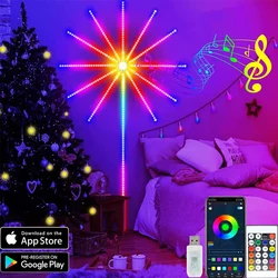 LED Firework Light Strip APP Control RGB Color Changing Smart Lamp USB Strip Light Birthday Party Fiesta Wall Decor Dream Light