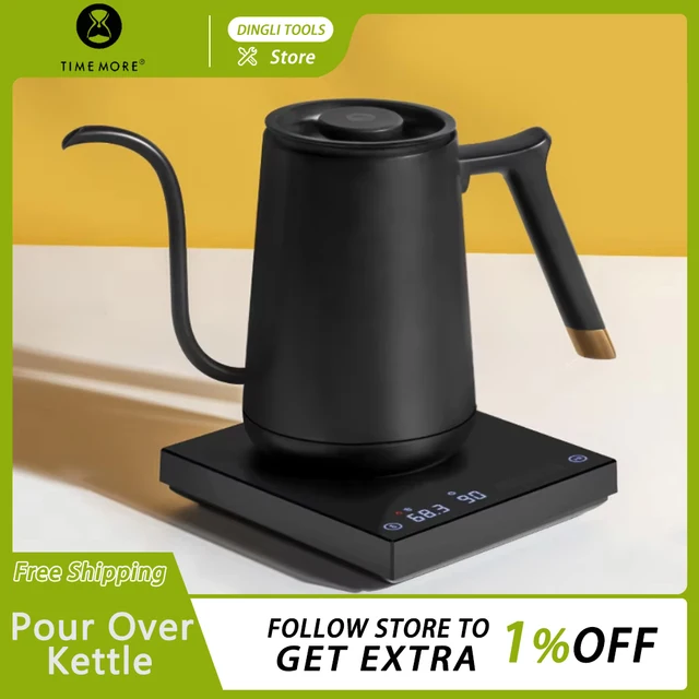 Timemore Fish Smart Electric Pour Over Kettle 600ml 220v Fine Mouth Temperature Control Customized Hand Brew Coffee Pot Tools 1