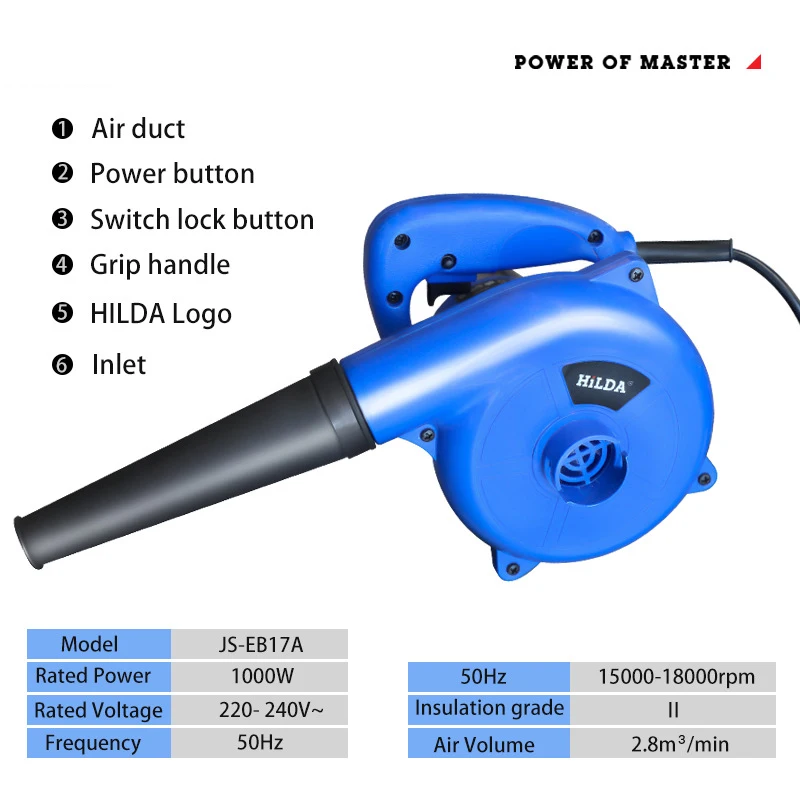 HILDA 1000W Air Blower  Computer Cleaner Portable Electric Air Compressor Dust Collector Home Improvement and Tools Appliances 2