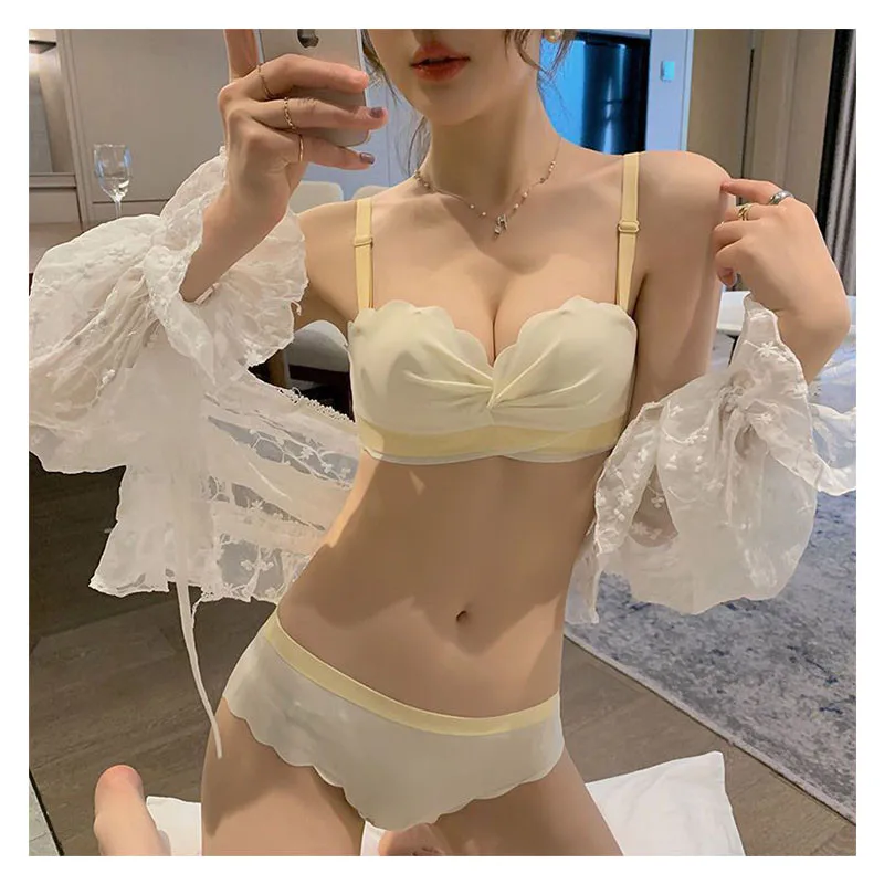 Backless Strapless Bralette Womens Underwear Bra Set Wire Free Sexy Intimates Bras and Panty Set Female With Shoulder Straps