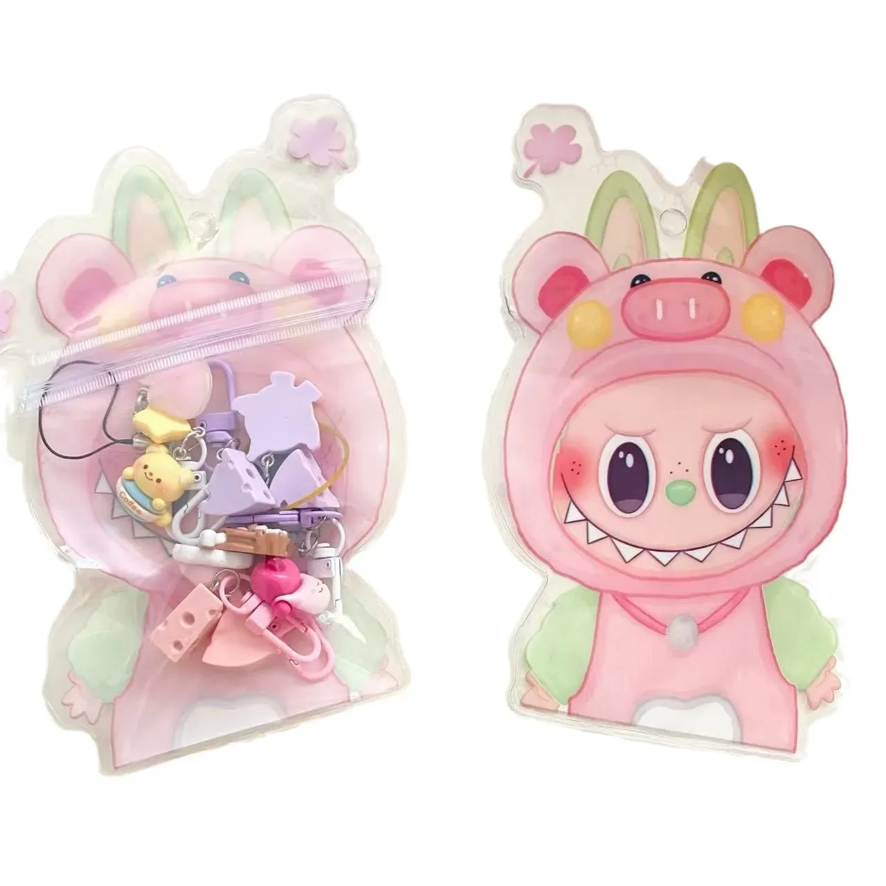 10pcs/set Small Zipper Plastic Bag Laser Pouch Zip Lock Pouch Kawaii Labubu Packaging Cookie Cigar Bags with Clear