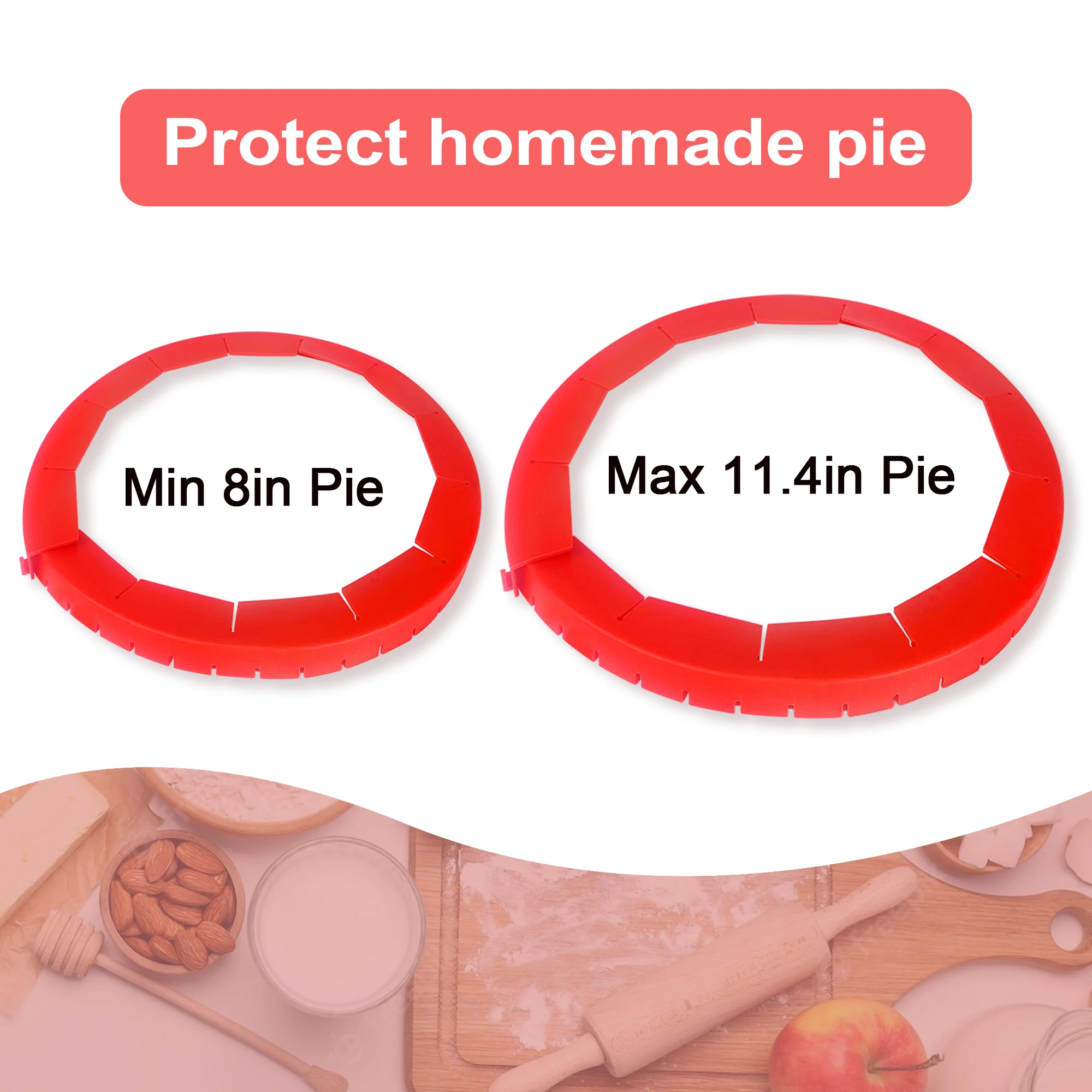 8 11 inch Adjustable Pie Crust Shield Reusable Silicone Pie Protectors Bake Crust Baking Household Kitchen Tools Diameter 29CM