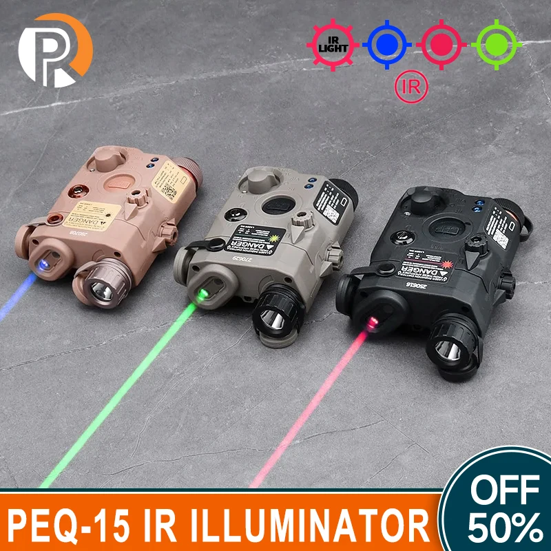 

WADSN PEQ-15 PEQ15 Tactical IR Illuminator Red Green Blue Dot Sight Aiming Laser Pointer Rifle Airsoft Hunting Weapon Light