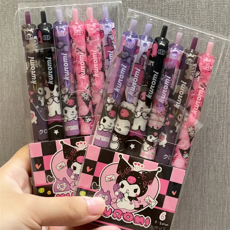 

6/12pcs Sanrio Cartoon Kuromi Delicate Styling Neutral Pen Girl Heart Cute Gel Pen Children Writing Stationery School Supplies